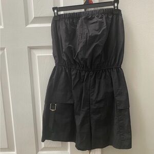 Black Strapless Romper with Cute Buckle Detail NWT